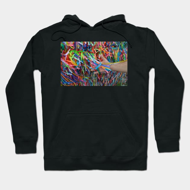 Male Hand Touching Lucky Ribbons Hoodie by DiegoCarvalho